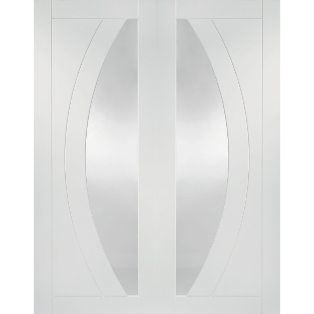 Internal Primed White Salerno Rebated Door Pair with Clear Glass